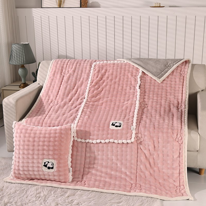 加厚保暖绒抱枕被子两q用二合一车用午睡毛毯枕头被汽车靠垫盖毯