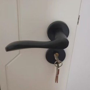 房門鎖家用分體鎖靜音實木門黑色臥D室磁吸鎖具把手鎖具室內(nèi)靜音