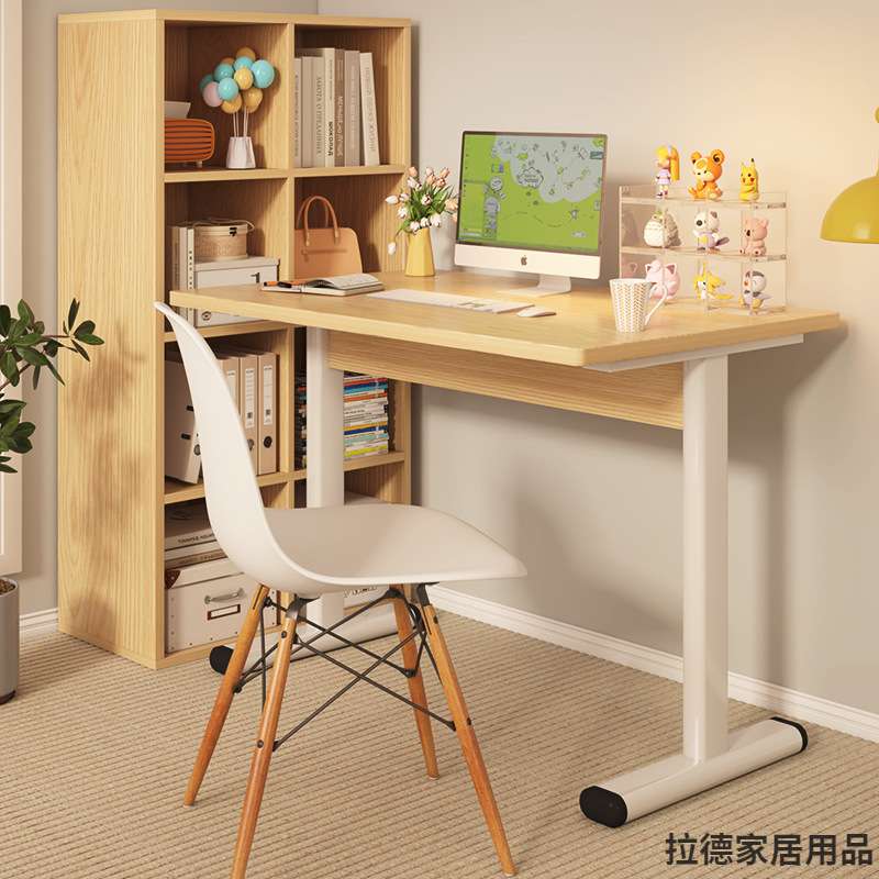 电脑桌卧室家用简约办公桌L型转角桌学习桌子工作台书桌书架一体