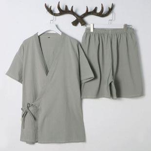 水洗纯棉开衫 韩版 汗蒸服男女款 和服桑拿服日式 加肥浴服 情侣装 大码