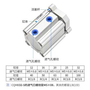 25XX3240X50X63 带导杆薄型三轴三杆气缸CQMB CQMB1D2 5X15