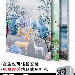 窗帘遮光免打孔卫生间厨房客厅卧室阳台升降百叶手拉式 新款 挂卷帘