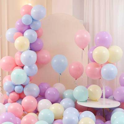 网红马卡龙气球无毒儿童生日装饰场景布置粉色彩色系周岁派对汽球