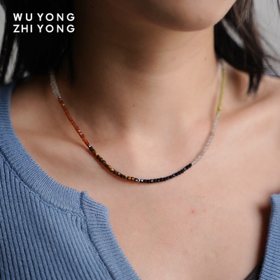 无用之用灰月光堇青石玛瑙项链