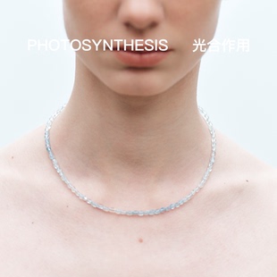 无用之用天然海蓝宝随形项链轻奢小众锁骨链