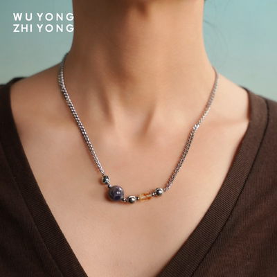 无用之用天然堇青石项链手链套组