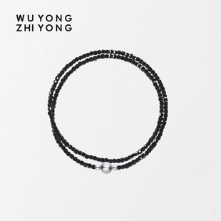 无用之用「苹果定律」天然黑尖晶石方块珠项链轻奢原创生日礼物女
