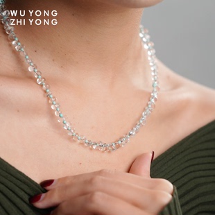 无用之用「温和对峙」天然白水晶绿松石随形项链串珠项链水晶项链