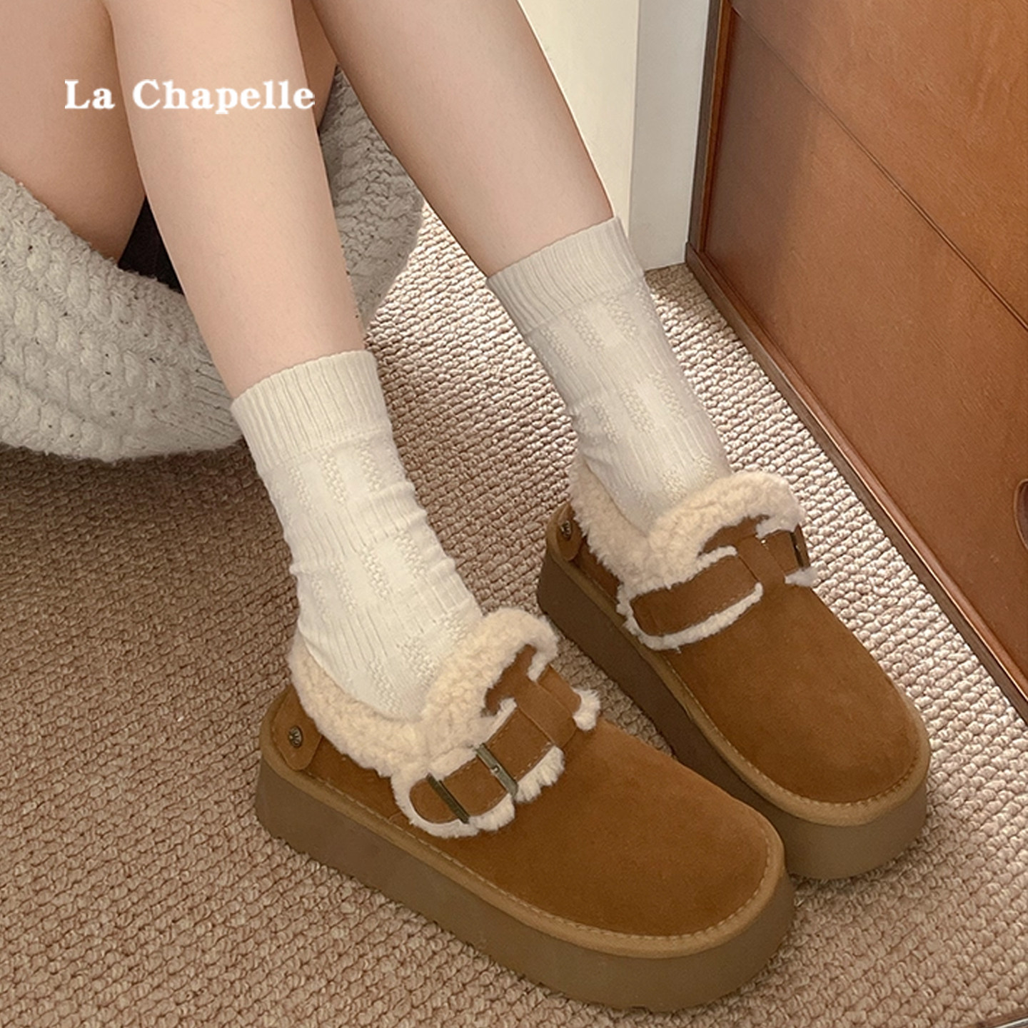 拉夏贝尔加绒勃肯鞋！防寒保暖！