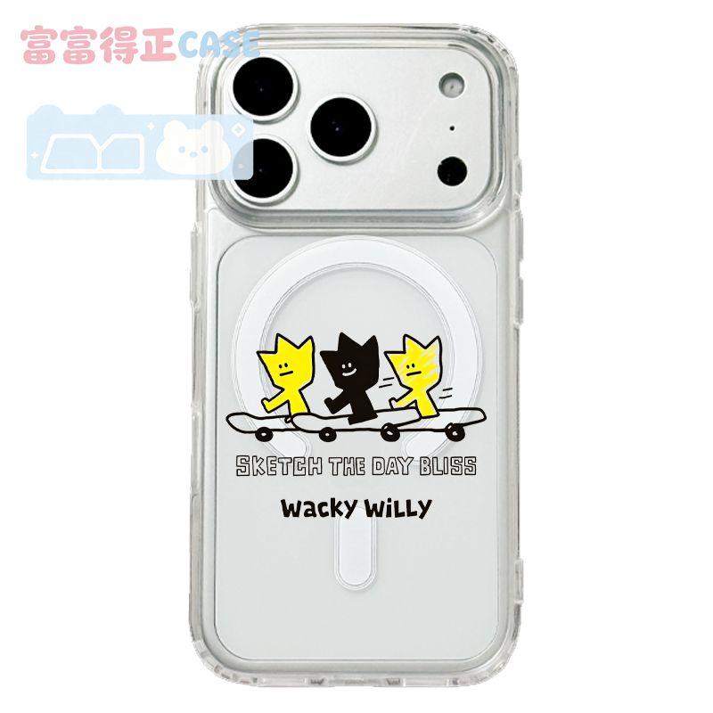 适用于苹果18promax三星联名Make it Wacky新品手机壳16EMagsafe弱磁吸15Pro亚克力14Pro日系玩滑板威利