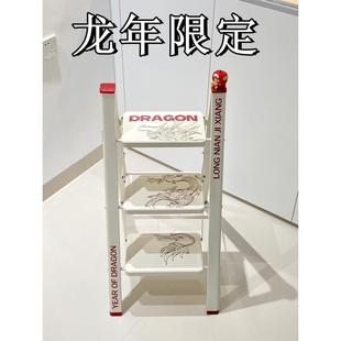 梯子家用折叠伸缩梯加厚人字小型轻便乔迁之喜红色梯子 龙年限定款