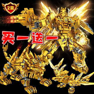 神话蚩尤战神乐乐玩高青龙机甲朱雀直接变形积木益智玩具8-15岁男