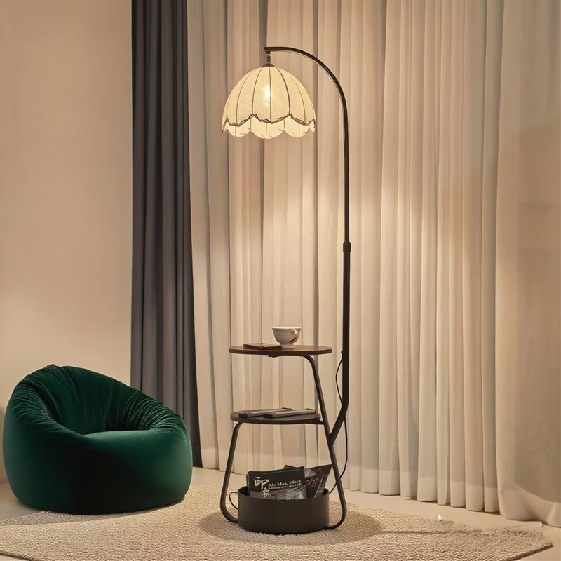 HOWNbICE中古风落地灯复古氛围客厅沙发茶几置物卧室床头多功能灯
