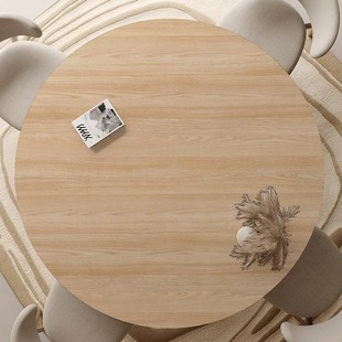 仿实木纹圆桌垫防水防油防烫高级感中式大圆形原木质色皮革餐桌布