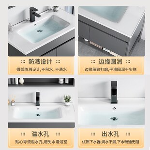 太空铝落地式浴室柜组合卫生间小户型阳台洗脸盆一体陶瓷洗漱台池