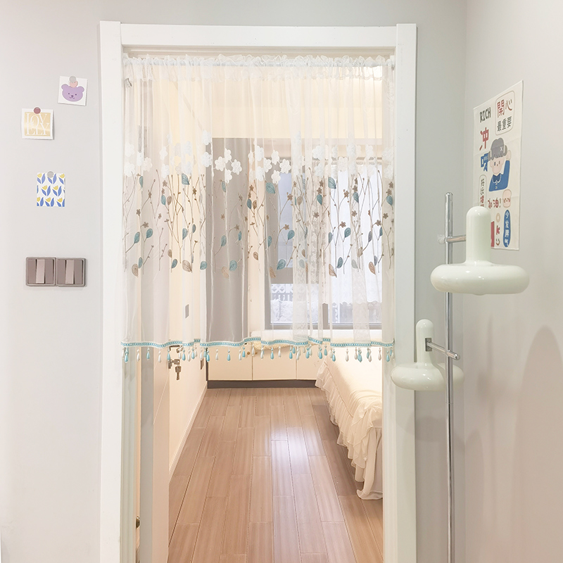 柜子门帘防尘拉帘子遮挡杂物半帘遮E丑帘小书架半帘短帘蕾丝装饰