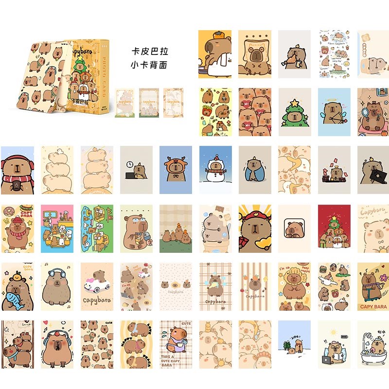 卡皮巴拉小卡可爱水豚ins礼物贺卡capybara小卡片精美LOMO卡