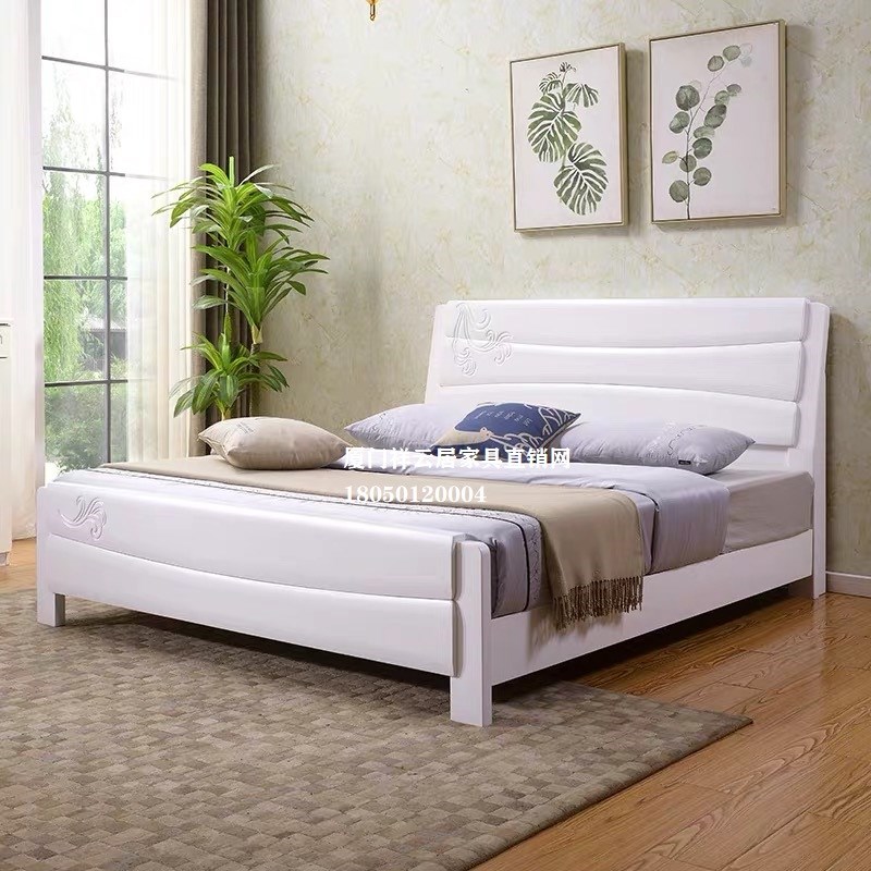 厦门实木床1f.8米1.5米橡木床双人主卧现代简约中式1.2米床经济型