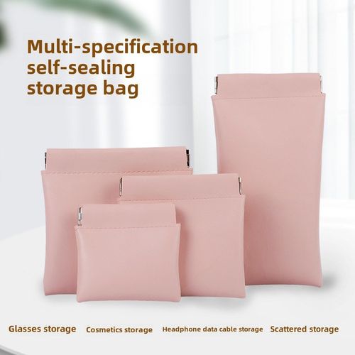 多规格数据线收纳包pu自动闭合收纳袋便携迷你化妆小包弹片包