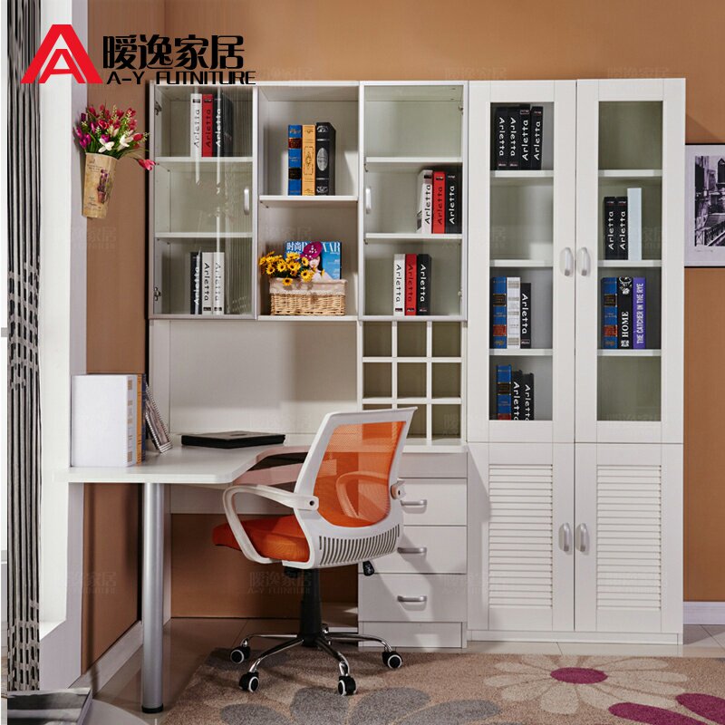 暧逸转角电脑书桌书柜组合转角书房台式现代简约家用写字台书桌S3