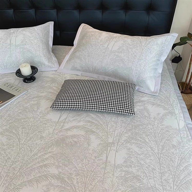 高端A类提花凉感冰丝席三件套2025款夏季家用空调席床笠款可机洗,床上用品,冰丝席,淘宝优惠券,粉丝福利购,淘宝优惠卷