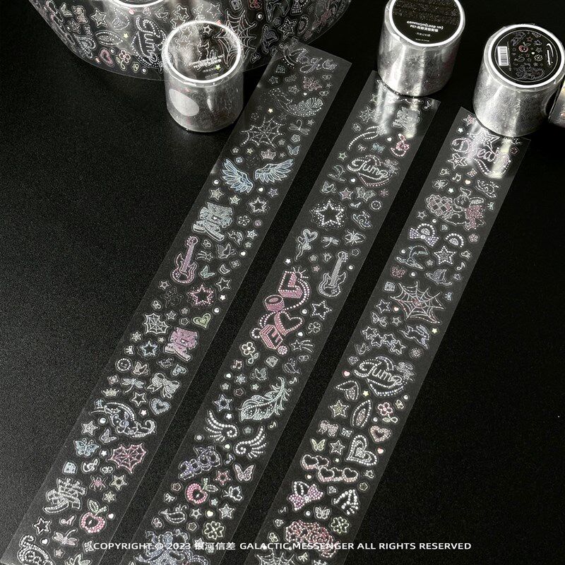 银河信差mini钻透明贴纸卷Y2K水钻装饰千禧贴纸切膜胶带diy手机壳