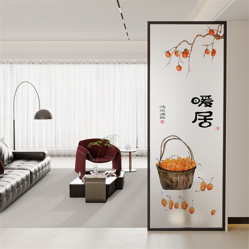 艺术钢化玻璃屏风隔断q洗手台遮挡装饰画定制轻奢客厅卧室入户玄
