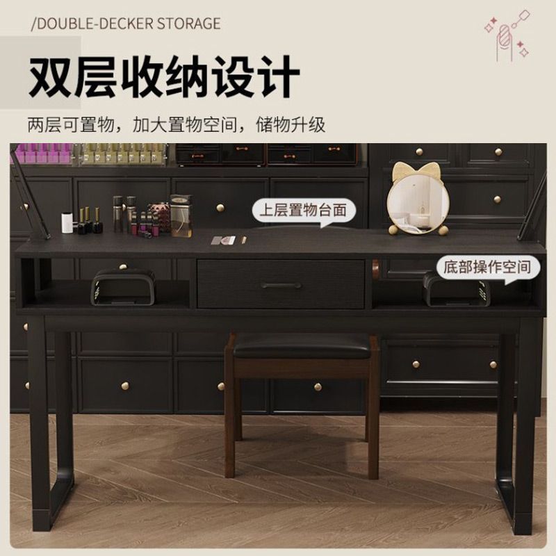 复古美式美甲桌椅双层收纳经济型