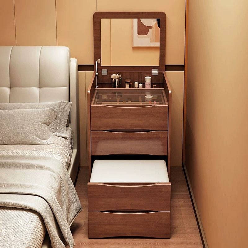 斗柜梳妆台一体小户型化妆镜桌子卧室现代简约实木翻盖两用床头柜