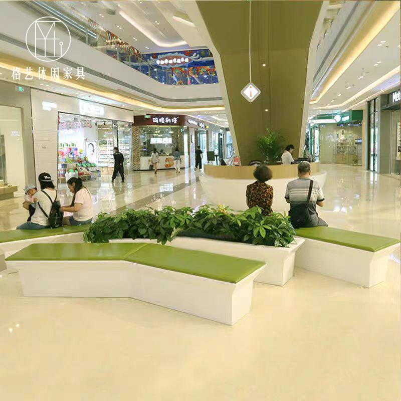 玻璃钢休闲坐凳户外商场大厅影院售楼部折线花盆座椅拼接组合