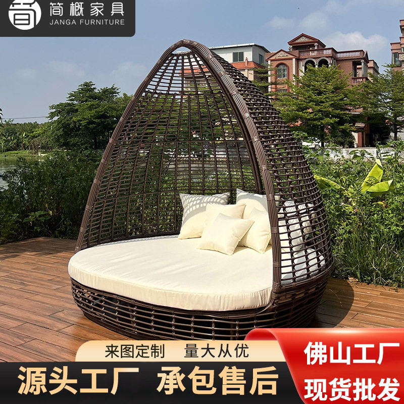 户外躺床酒店庭院沙滩躺床泳池海边躺椅室外家具度假村别墅沙滩椅