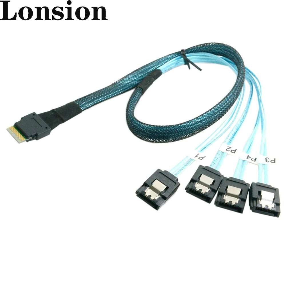 Slimline SAS SFF-8654 4i 38P转SATA服务器高速连接线