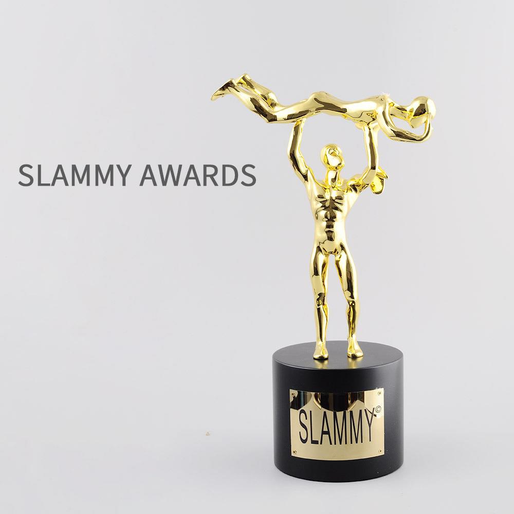 创意镀金小金人奖杯订做金属奖杯定制做SLAMMYAWARDS摔跤比赛