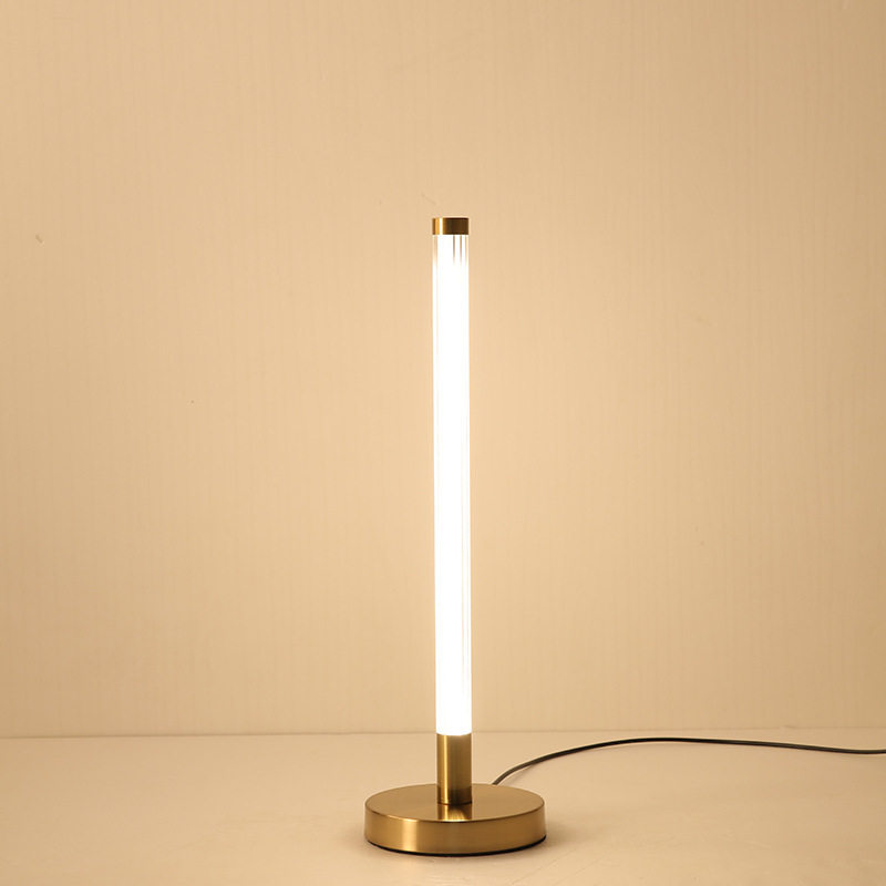 简约台灯清光条纹直管装饰床头灯现代金属卧室led灯饰bed lamp