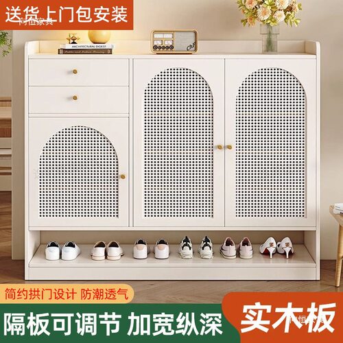 实木鞋柜家用门口大容量室内简易收纳柜轻奢简约多层入户玄关鞋架