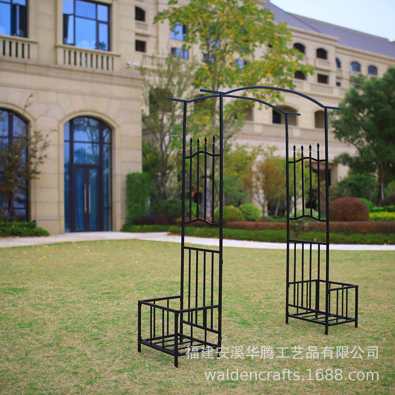 欧式铁艺拱门花架户外花园庭院置物爬藤架葡萄藤月季铁线莲花支架