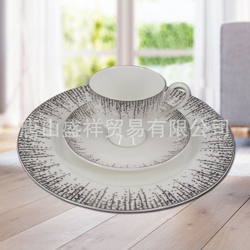 陶瓷餐具杯盘碟餐具外销现代简约陶瓷盘子陶瓷汤面碗碟盘加工盘子