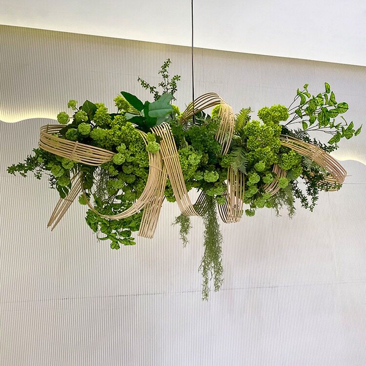 仿真绿植大型垂吊花艺悬空挂饰酒店餐厅商业美陈仿真植物室内布置