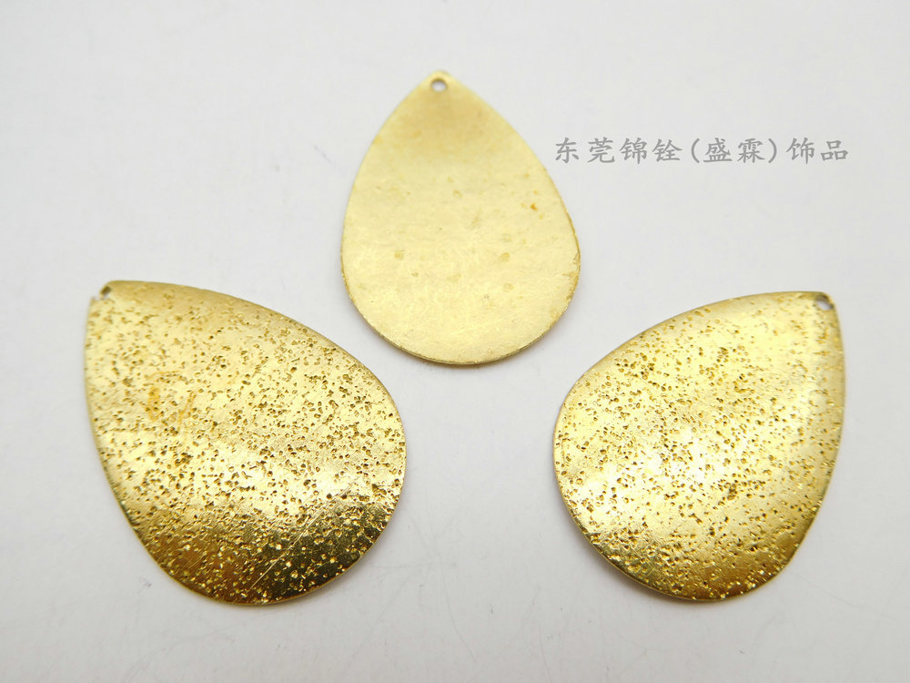 铜质单面订沙肥水滴吊铜吊片DIY饰品配件水滴片