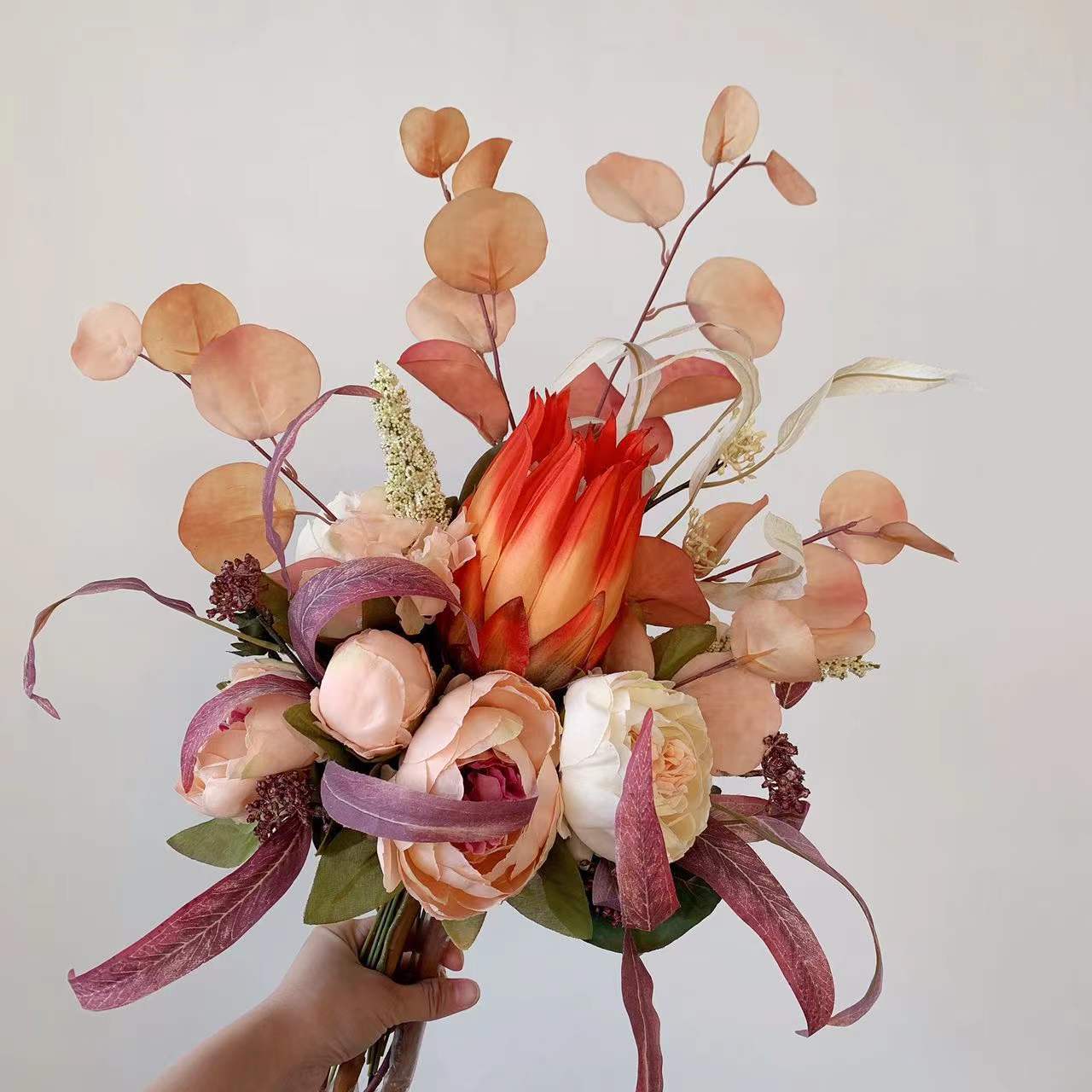 M200橘色温柔色手札花束仿真花绢花假花批发欧式创意花束