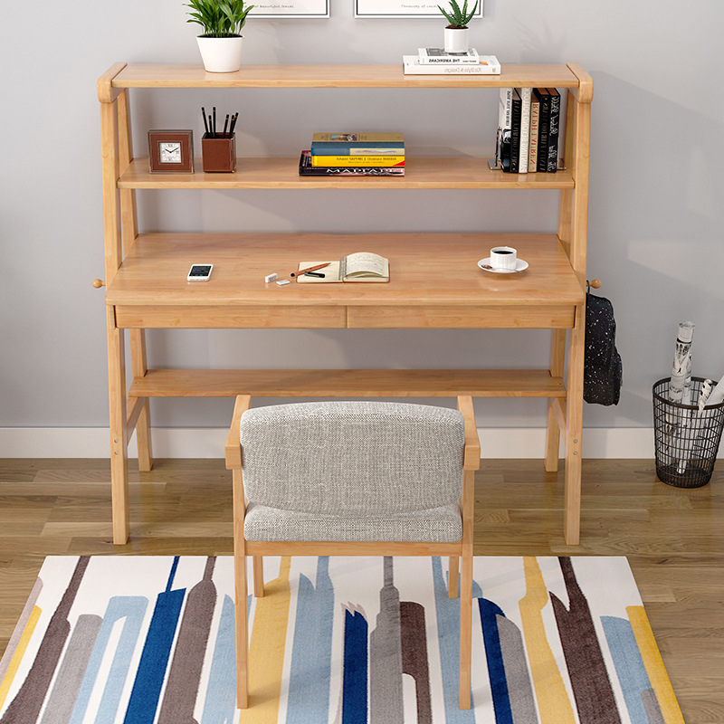 书桌书架组合现代简约写字桌办公桌北欧台式电脑桌家用学生桌