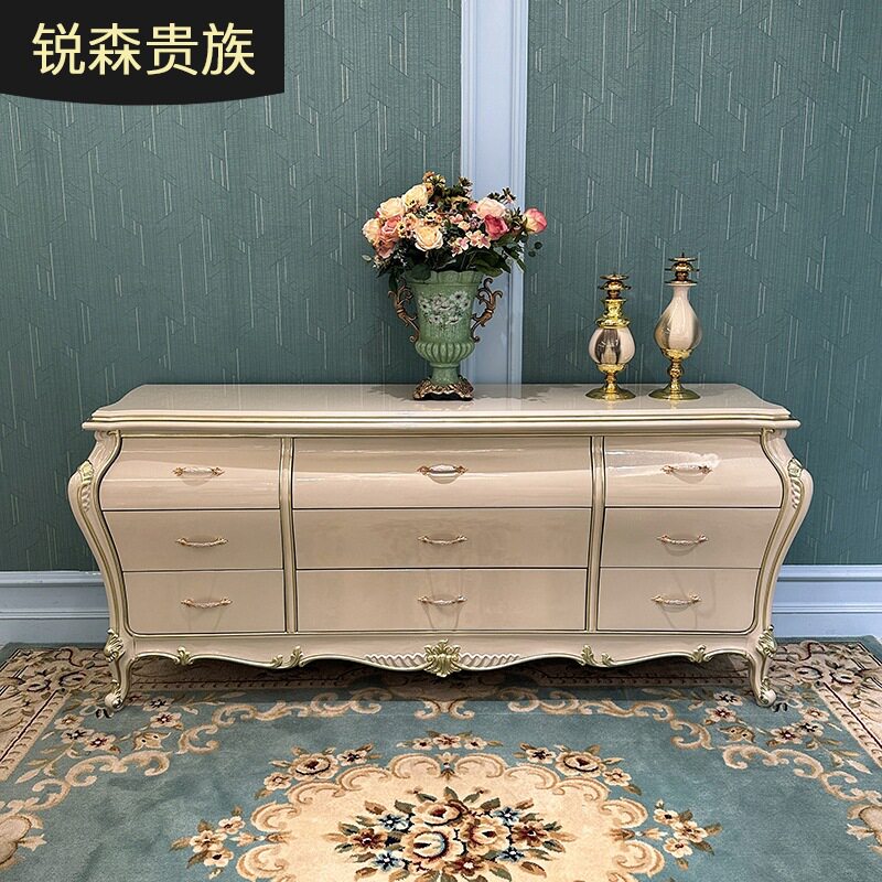锐森贵族 法式实木餐边柜 欧式新古典玄关柜餐厅置物柜厨房柜碗柜