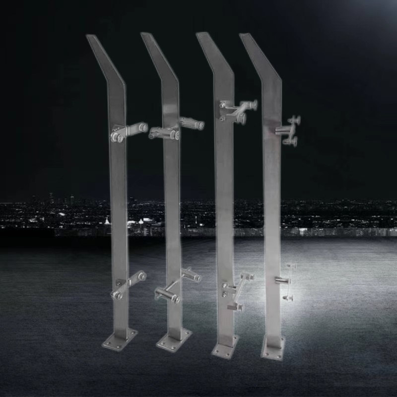 楼梯扶手护栏不锈钢立柱扁管斜刀头楼梯扶手立柱室内室外护栏配件