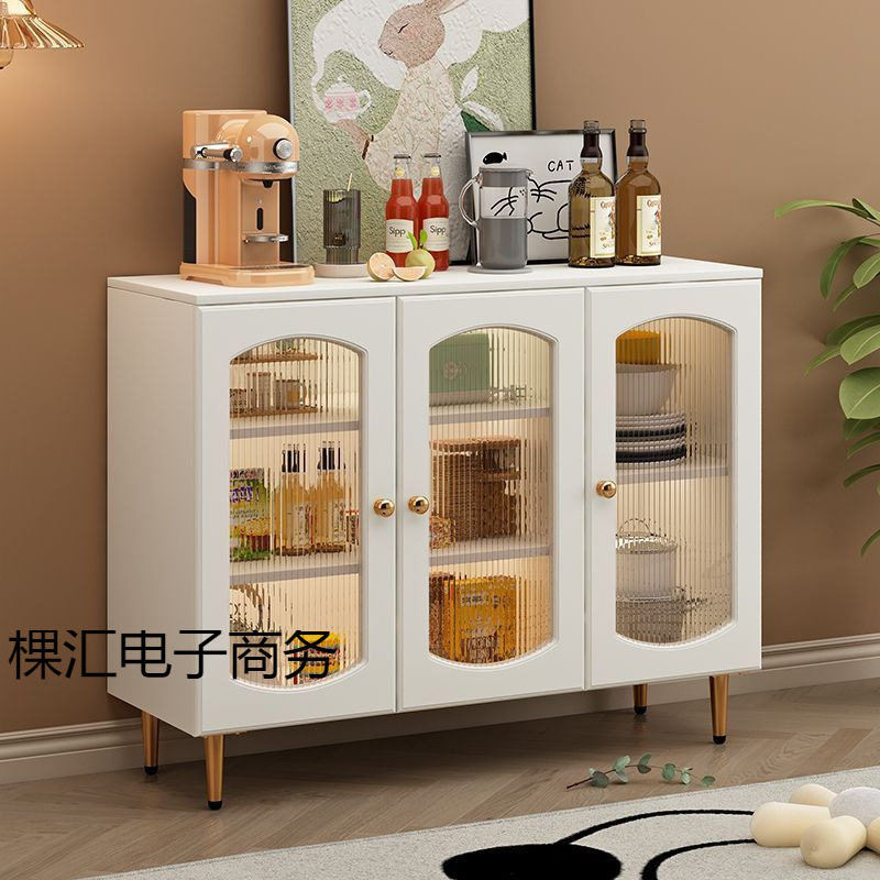 餐边柜简约玻璃门家用实木客厅欧式储物柜现代厨房碗柜收纳