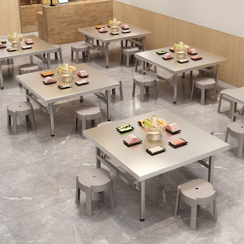 摆摊折叠桌便携式k不锈钢吃饭桌子出租房餐桌家用小户型简易四方