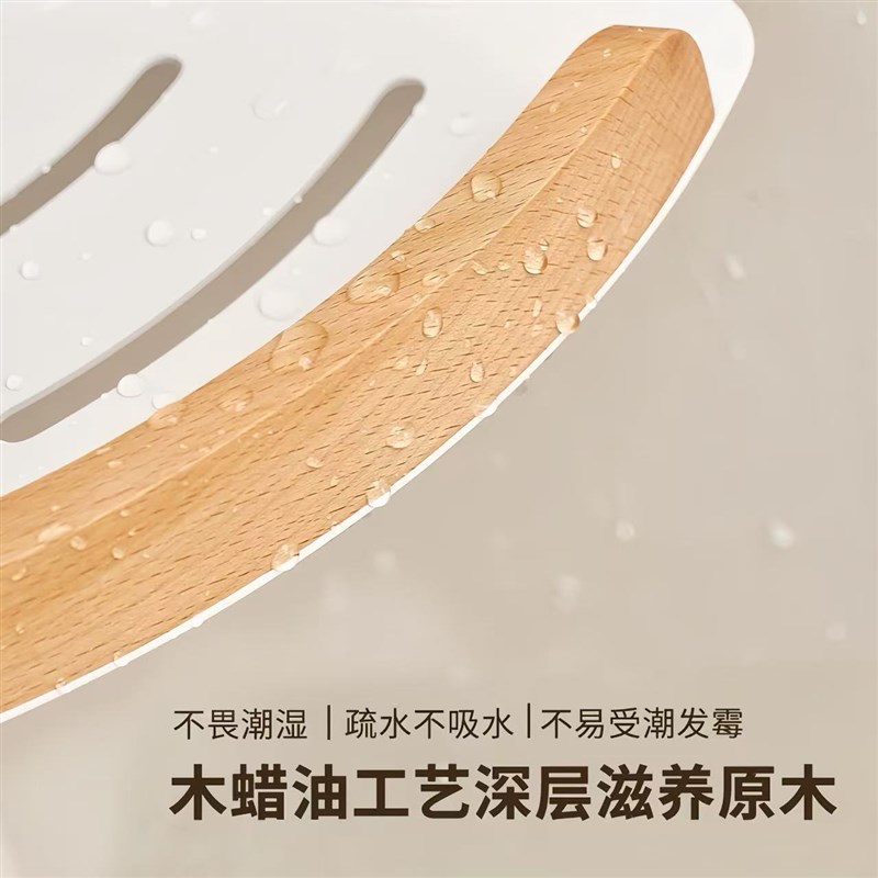 化妆室榉a木置物架子免打孔三角架壁挂式浴室墙上厕所转角收纳层