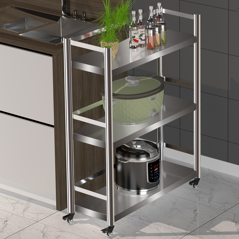 不锈钢围栏夹缝墙角落缝隙小货z架家用收纳锅厨房置物调料架带轮