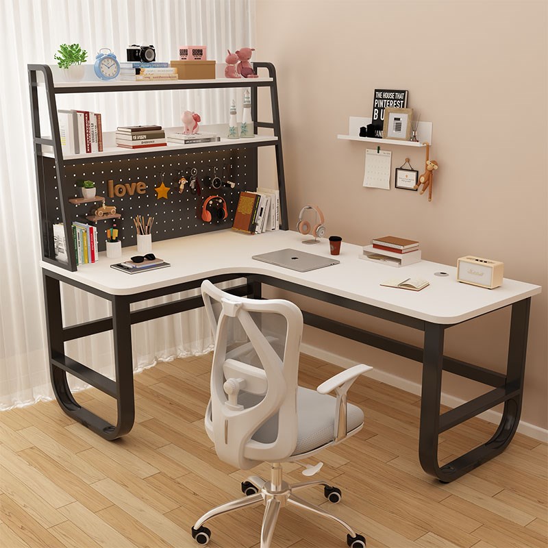 转角电脑桌洞洞板书桌书架u一体桌家用台式学生家用书房学习写字