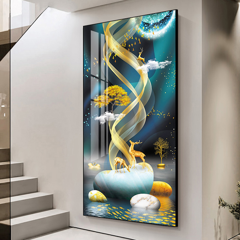 5d钻石画时来运转贴砖十字绣钻石绣20H22满钻新款客厅麋鹿玄关轻