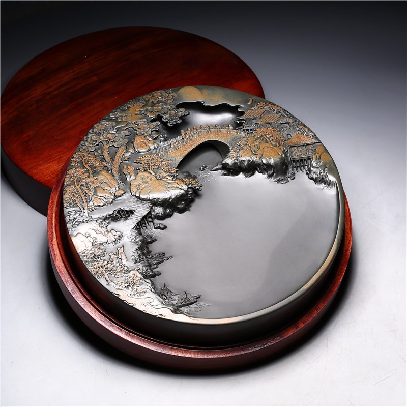 孤品 一物一拍 省级名师作品 江山多娇 老坑砚台高端文.房非遗歙